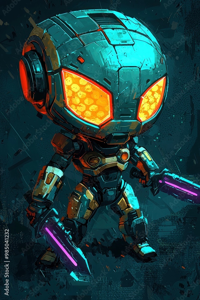 Futuristic Robot Warrior with Weapons Futuristic Robot Warrior with Weapons