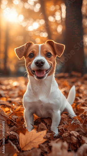 jack russell terrier in autumn park