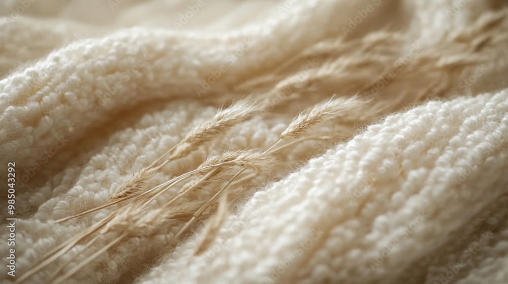 Soft White Texture with Wheat Grass: Minimalist Photography Soft White Texture with Wheat Grass: Minimalist Photography