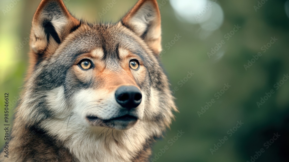 A close up of a wolf looking off into the distance, AI A close up of a wolf looking off into the distance, AI