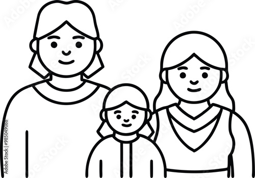 Traditional Asian Family Vector Illustration for Cultural Representation 