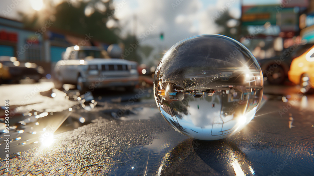 A crystal ball reflects light in the foreground, while a chaotic accident scene unfolds in the background, highlighting the unpredictability of human tragedies, unseen despite the allure of foresight. A crystal ball reflects light in the foreground, while a chaotic accident scene unfolds in the background, highlighting the unpredictability of human tragedies, unseen despite the allure of foresight.
