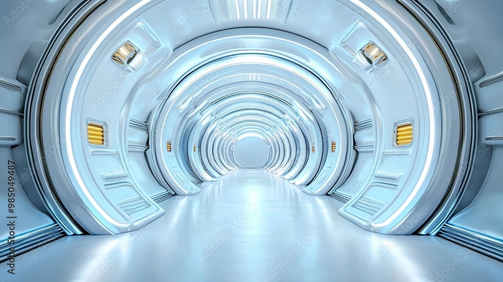 Futuristic Sci-Fi Interior with Glowing Lights Futuristic Sci-Fi Interior with Glowing Lights