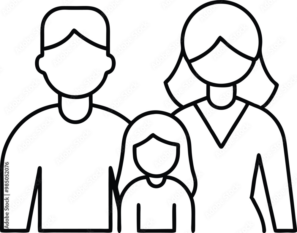 Child and Family Joy Vector Illustration for Imaginative Coloring
