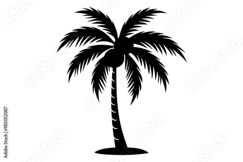 Coconut palm tree icon, simple style palm tree silhouette.
