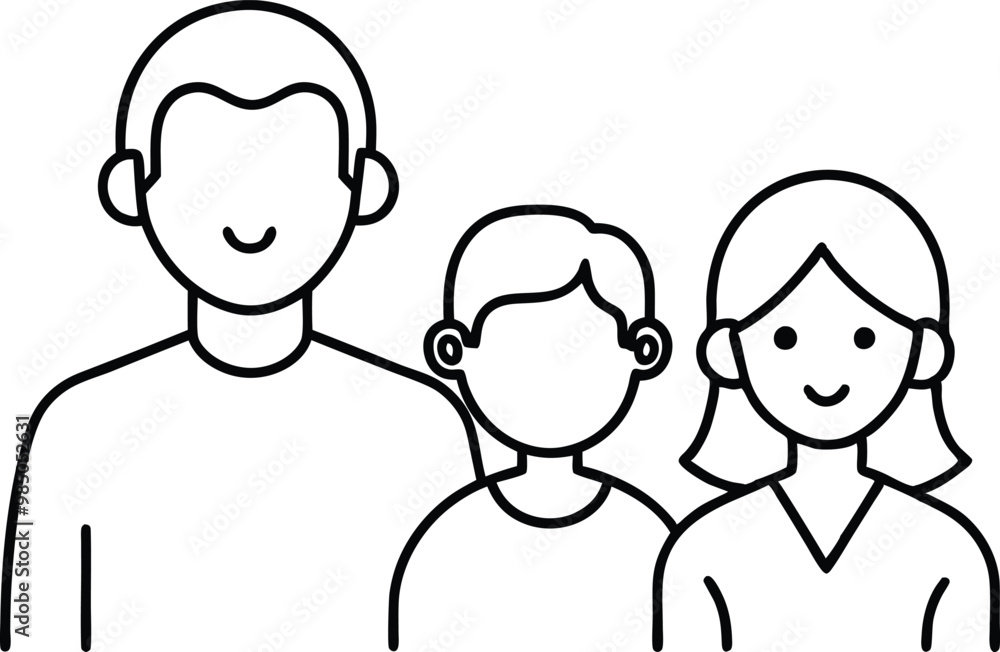 Smiling Child and Family Vector Illustration for Happy Coloring
Smiling Child and Family Vector Illustration for Happy Coloring