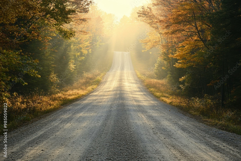 Winding Dirt Road Through Autumn Forest with Soft Sunlight - Scenic Nature Landscape for Travel, Hiking, and Outdoor Adventure Winding Dirt Road Through Autumn Forest with Soft Sunlight - Scenic Nature Landscape for Travel, Hiking, and Outdoor Adventure