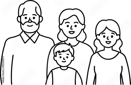 Heartwarming Family Scene with Grandparents Vector Illustration for Kids
