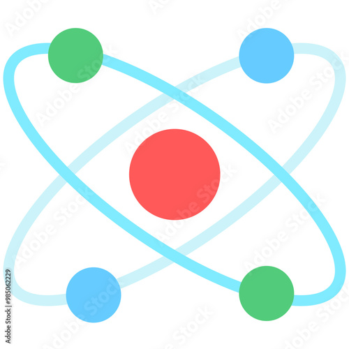 Atom multi color icon, use for UI, UX, app and web development, digital or print. for industry, education, science.