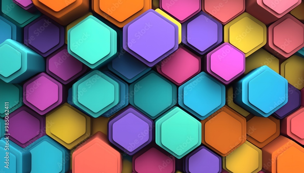 A seamless and multicolored illustration of hexagons A seamless and multicolored illustration of hexagons