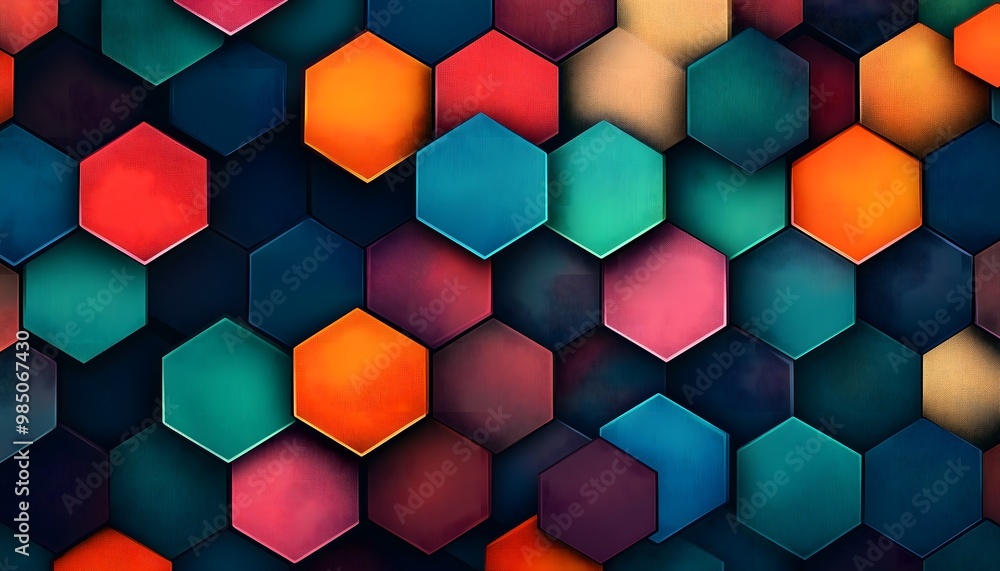 A vibrant wallpaper made with colorful hexagons A vibrant wallpaper made with colorful hexagons