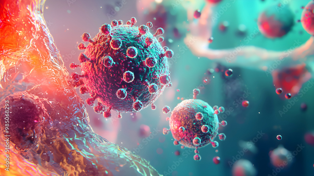 3d render of the abstract of a surreal virus ball cell microorganism ...
