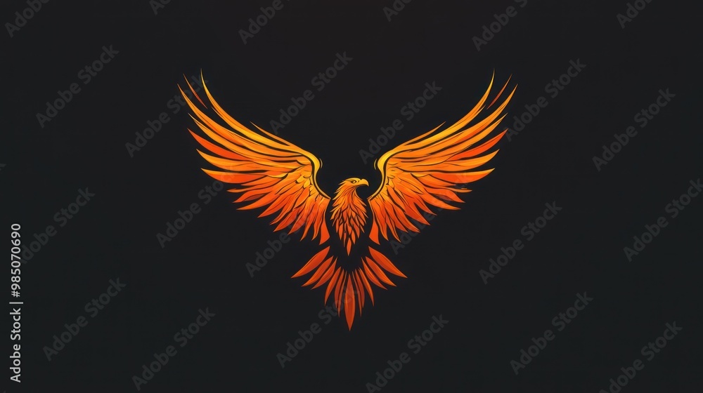 Obraz premium Illustration golden bird eagle wide wings mascot logo background wallpaper AI generated image