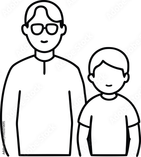 Loving Bond Child with Visually Impaired Parent Vector Art for Awareness 