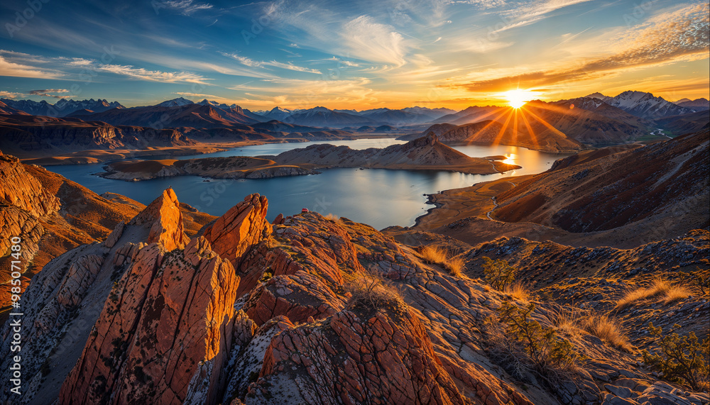 Fototapeta premium Lake Mead, Lake Mohave at Lake Mead National Recreation Area, Bullhead Nevada, Lake in a Desert