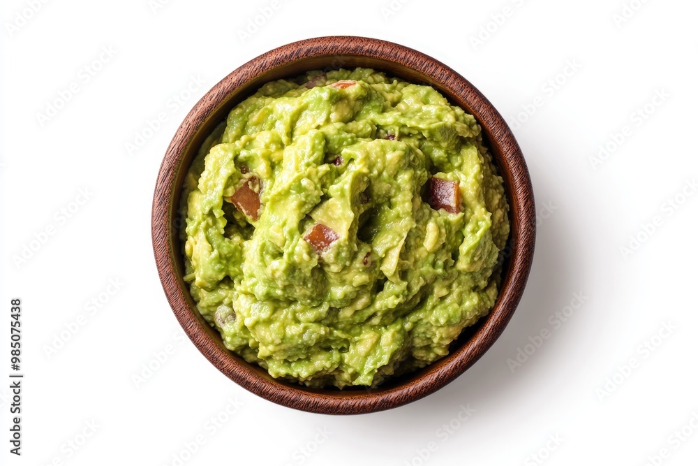 Guacamole bowl on white background. Top view. File contains clipping path. Guacamole bowl on white background. Top view. File contains clipping path.