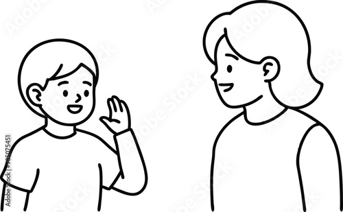 Child with Hearing Impaired Parents Vector Illustration for Inclusive Art 