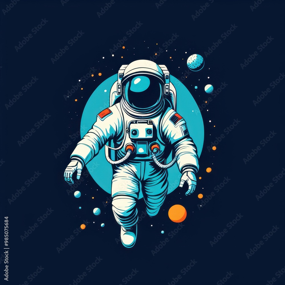 An astronaut floats in space, surrounded by planets and stars, showcasing a cosmic adventure theme. An astronaut floats in space, surrounded by planets and stars, showcasing a cosmic adventure theme.