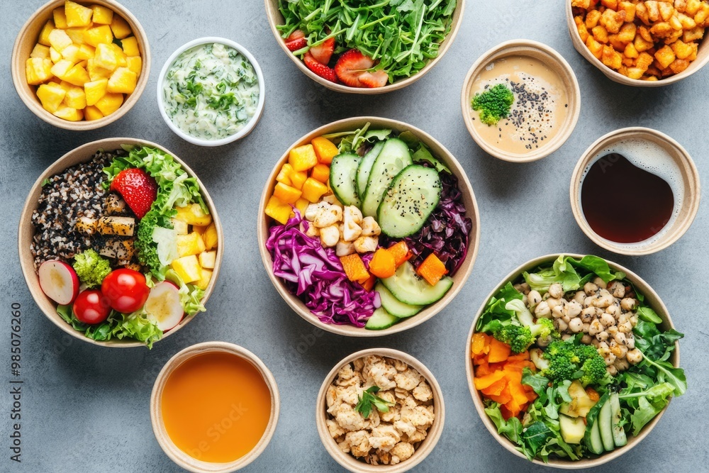 Healthy take away food and drinks in eco friendly containers. Healthy take away food and drinks in eco friendly containers.