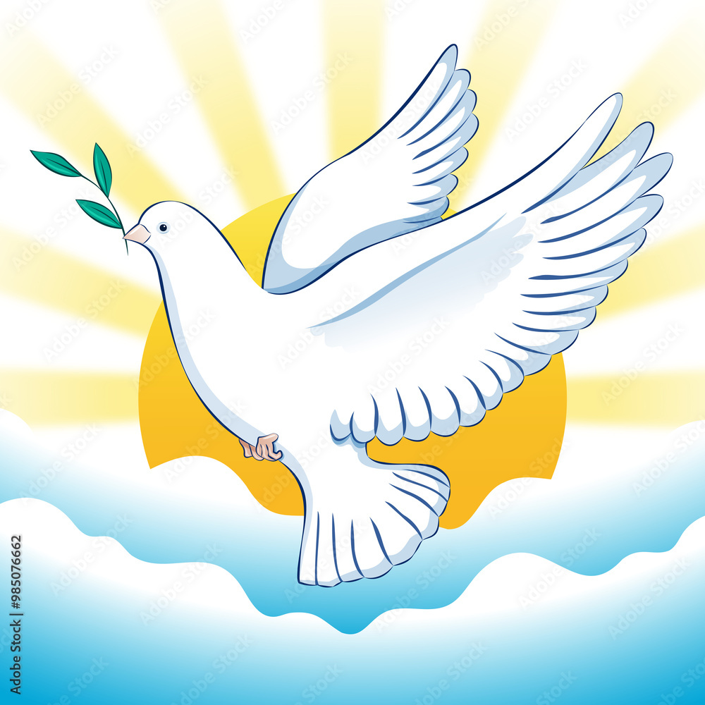 Peace dove, clouds, sun icons in a flat style on a transparent background. Symbol of peace and freedom. International Peace Day design Peace dove, clouds, sun icons in a flat style on a transparent background. Symbol of peace and freedom. International Peace Day design