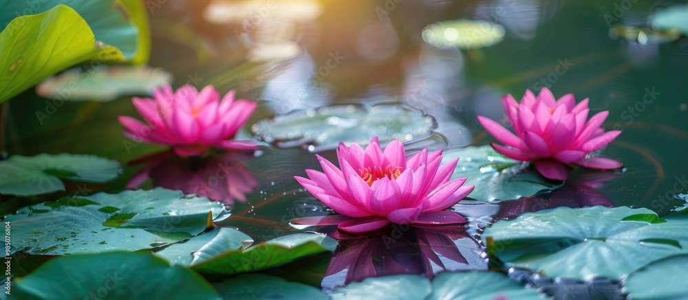 Pink Lotus Flower In The Garden Pink Lotus Flower In The Garden