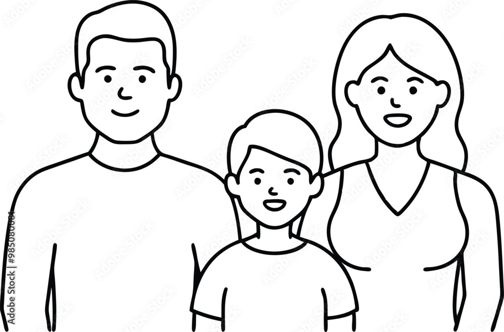 Joyful Parents and Child Vector Drawing for Family Coloring
Joyful Parents and Child Vector Drawing for Family Coloring