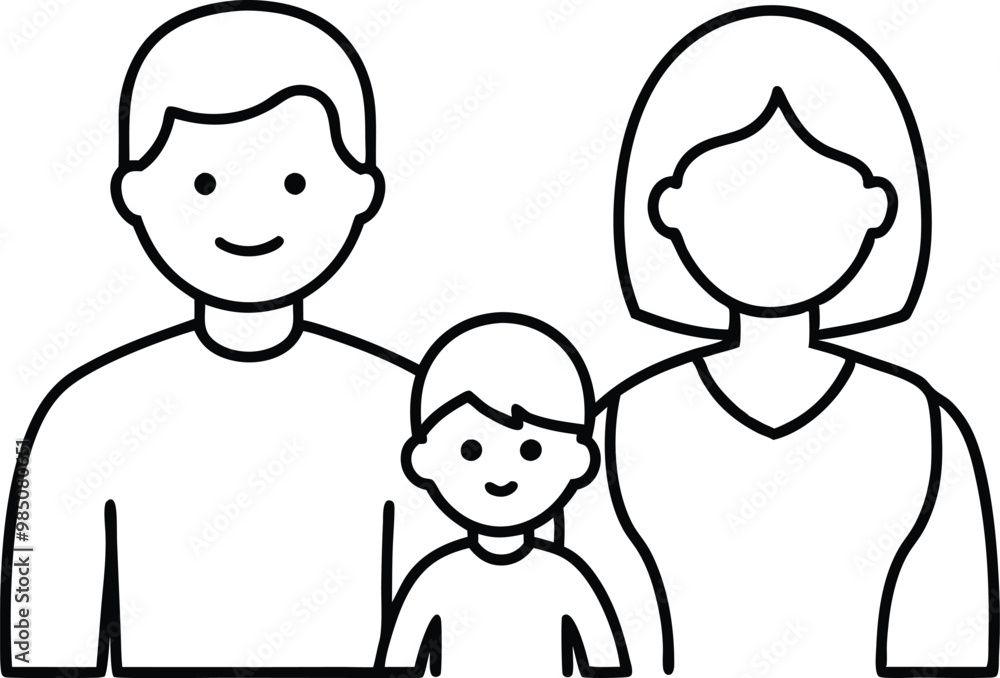 Happy Family Parents with Child Vector Illustration for Kids
Happy Family Parents with Child Vector Illustration for Kids