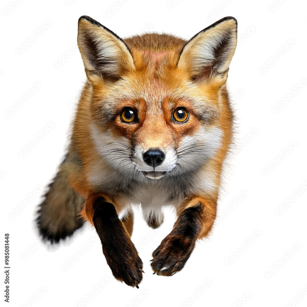 A red fox leaps in the air. A red fox leaps in the air.