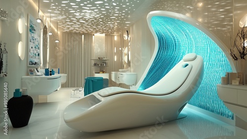 Futuristic Beauty Spa with Sleek Minimalist Design - Generative AI
