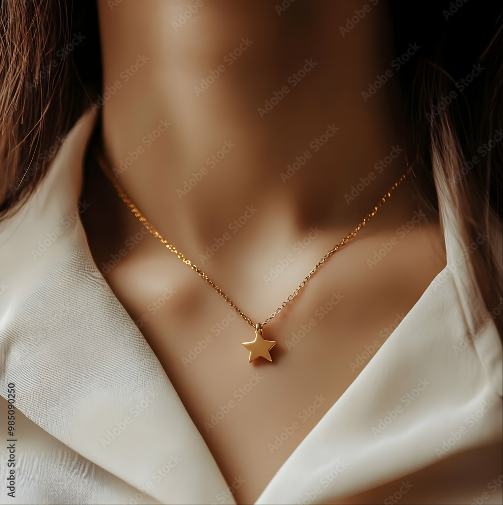 Close-up of a woman with a necklace Close-up of a woman with a necklace