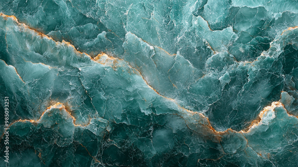 Teal and gold marble with a swirling pattern. Teal and gold marble with a swirling pattern.
