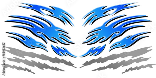 Blue livery drift racing cars design , car decal set 