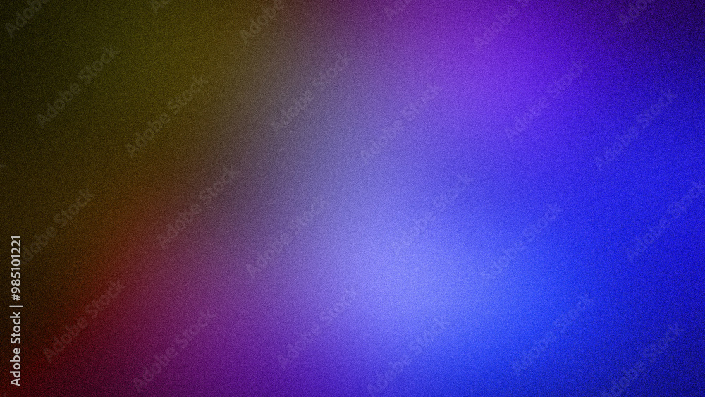 Fototapeta premium Abstract gradient featuring transitions of green, yellow, purple, and blue tones, accented with a grainy texture. Ideal for backgrounds, wallpapers, and creative design