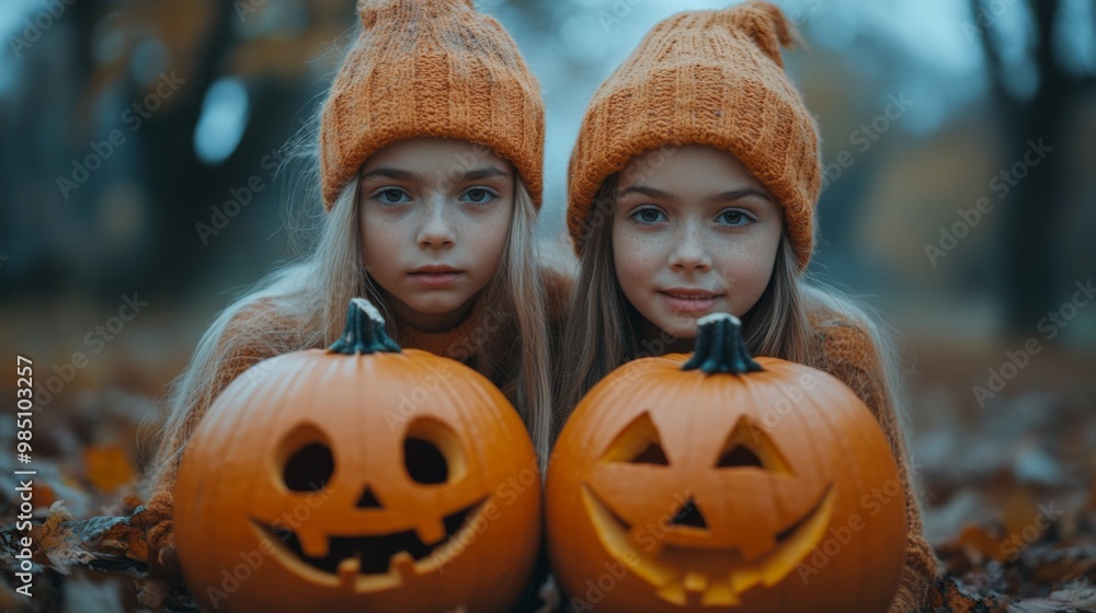 Group of Friends in Witch Costumes and Halloween Makeup with Pumpkins - Spooky Autumn Vibes Group of Friends in Witch Costumes and Halloween Makeup with Pumpkins - Spooky Autumn Vibes
