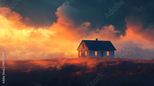 Beautiful home against a serene sky background image