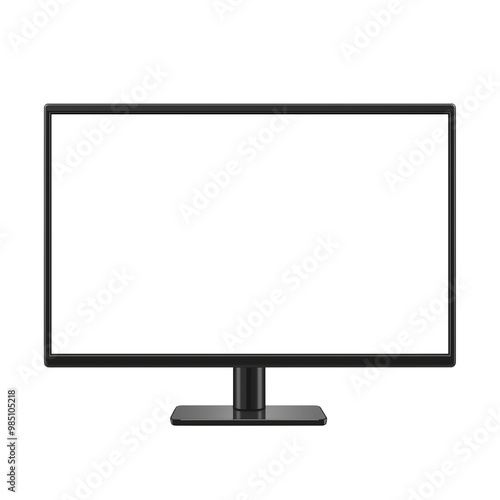 Blank screen monitor mockup. Transparent background, PNG file.