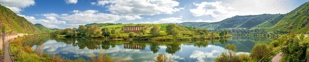 Moselle river bend with Stuben Convent near Bremm, Rhineland-Palatinate, Germany Moselle river bend with Stuben Convent near Bremm, Rhineland-Palatinate, Germany