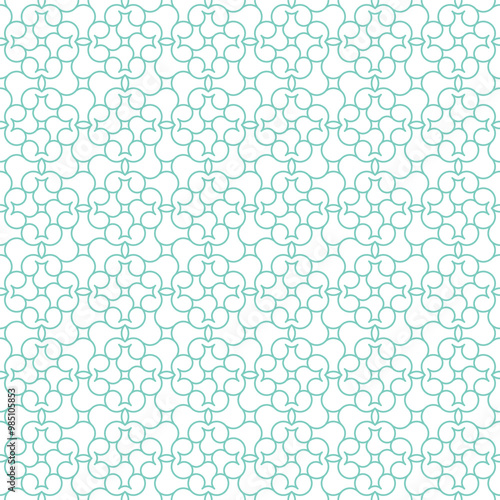 Intricate Elegant Blue Green Outline Geometric Seamless Vector Repeat Pattern