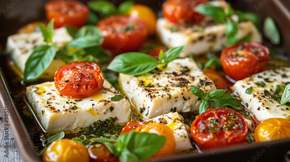 Oven-Baked Feta with Tomatoes and Herbs Oven-Baked Feta with Tomatoes and Herbs