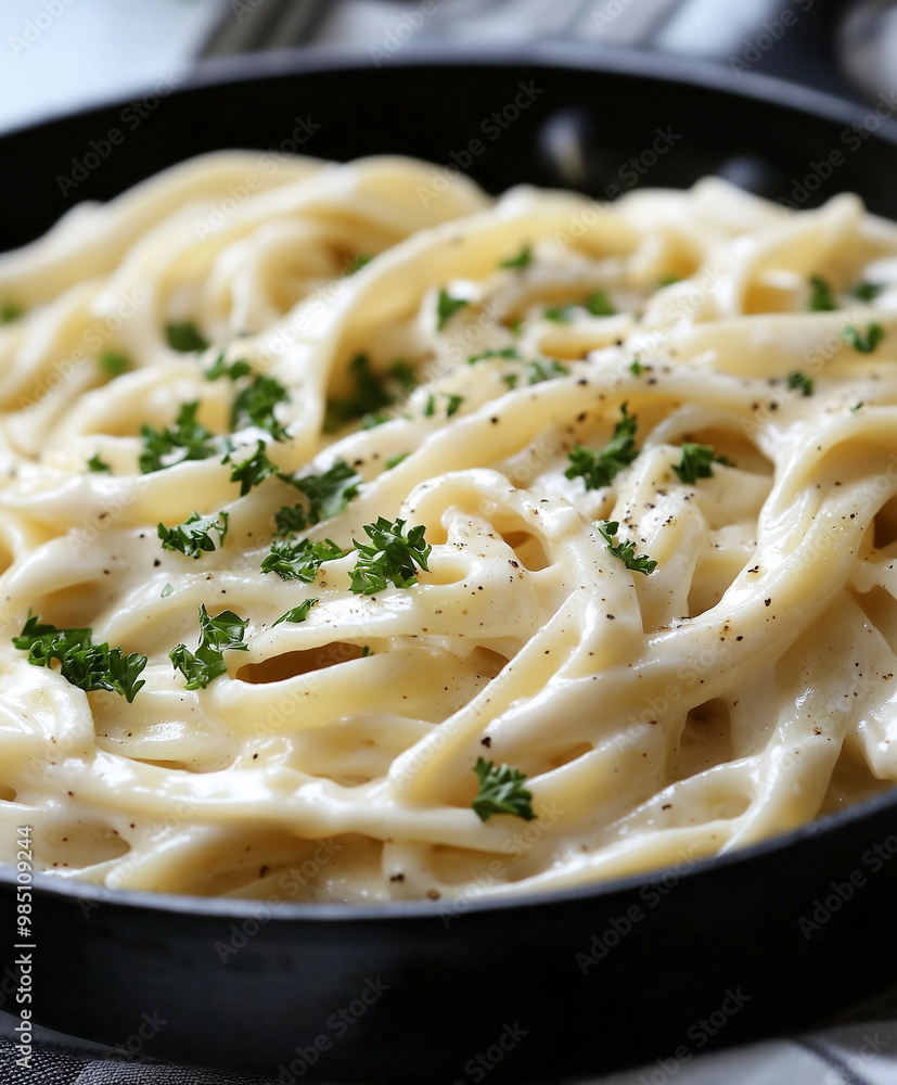 Creamy Fettuccine Alfredo in Rustic Skillet Creamy Fettuccine Alfredo in Rustic Skillet