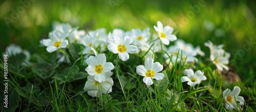 Primrose Flower White In The Grass