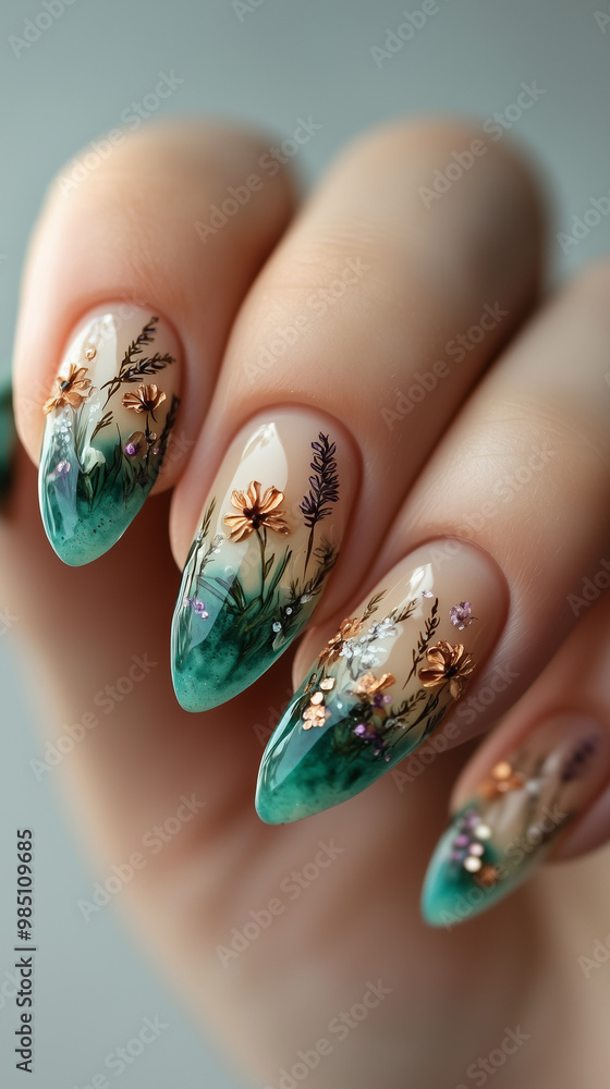 Nail Art Design with Autumn Foliage Nail Art Design with Autumn Foliage