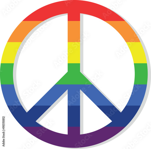 Icon International symbol of peace logo is in rainbow colors on a transparent background. Peace emblem of the anti military movement	