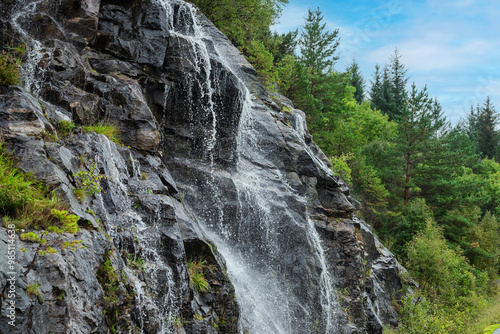 beautiful view of waterfall in nature in norway