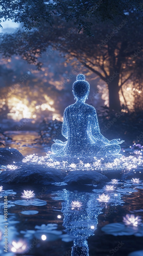 Enlightened Figure in a Serene Forest Setting Enlightened Figure in a Serene Forest Setting