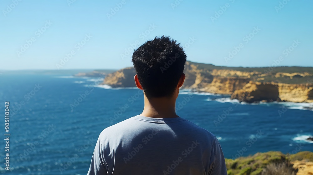 Man Facing the Ocean View