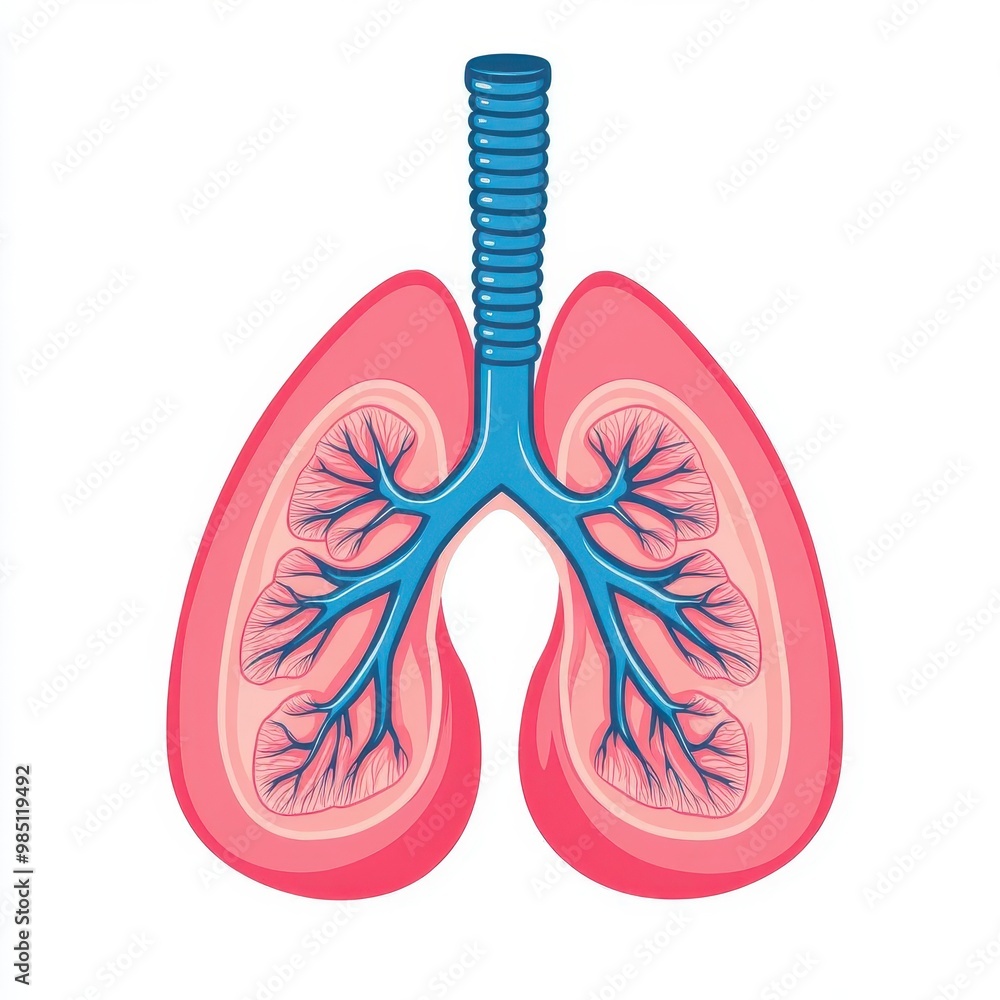 A clipart of a human lung with bronchial tubes, lungs, clipart, white background A clipart of a human lung with bronchial tubes, lungs, clipart, white background
