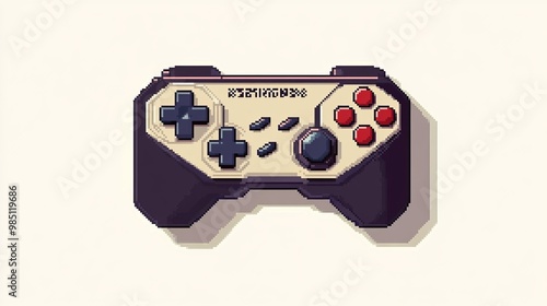 A retro-styled game controller rendered in 8-bit pixel art, embodying a vintage gaming aesthetic photo