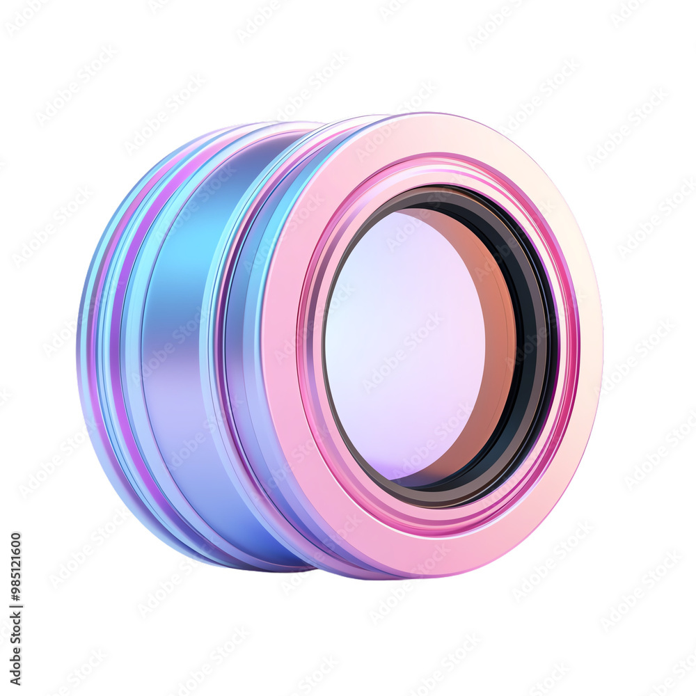 Camera lens with colorful reflections, white isolate background. transparent background Camera lens with colorful reflections, white isolate background. transparent background