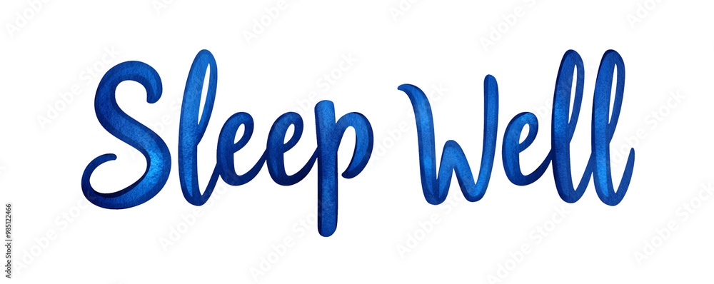 Sleep well text in elegant blue font on white background. transparent background Sleep well text in elegant blue font on white background. transparent background